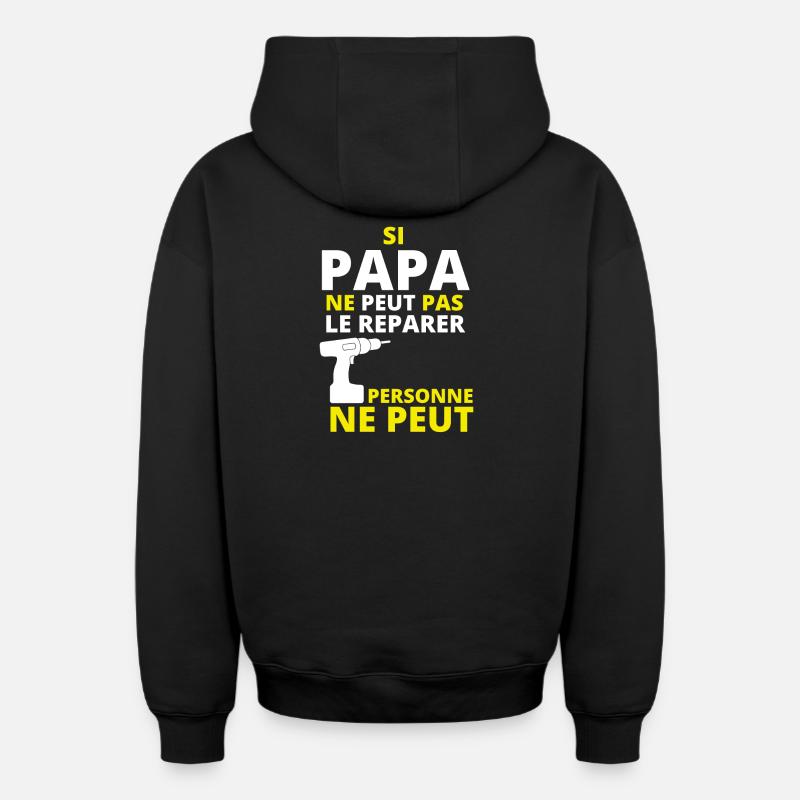 bricoleur, bricoleur, bricolage - Sweat à capuche unisexe zippé oversize épais SPREAD - noir