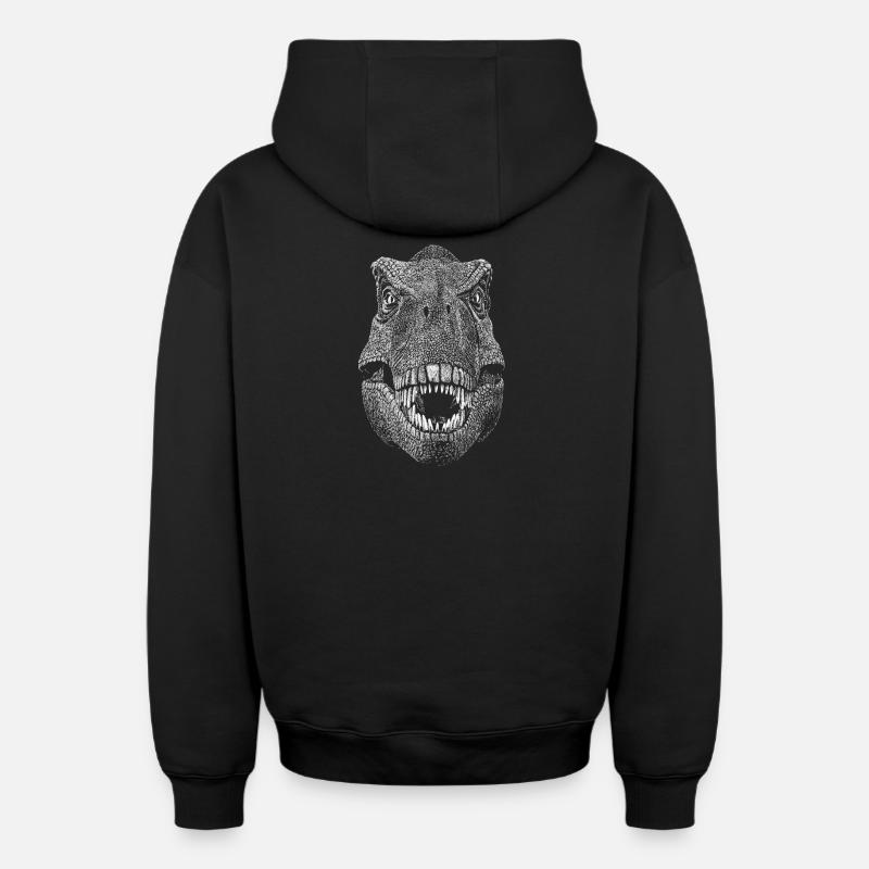 Dinosaure - Sweat à capuche unisexe zippé oversize épais SPREAD - noir