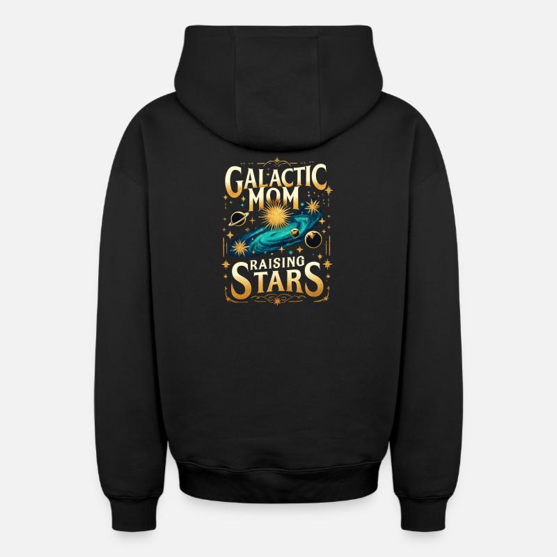 Maman Galactique Levant des Étoiles - Sweat à capuche unisexe zippé oversize épais SPREAD - noir