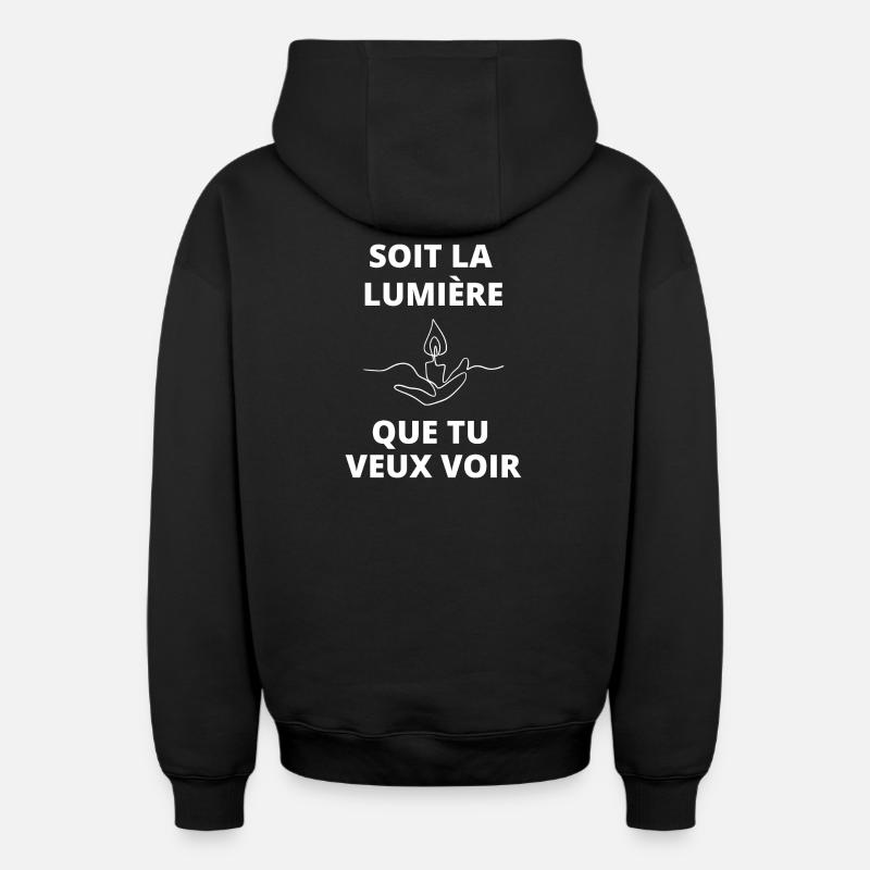 Chandelle Symbolique Éclairante - Sweat à capuche unisexe zippé oversize épais SPREAD - noir