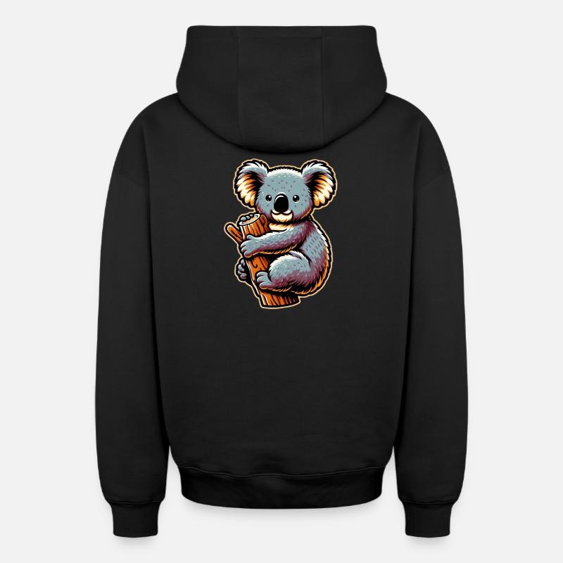 Koala - Sweat à capuche unisexe zippé oversize épais SPREAD - noir