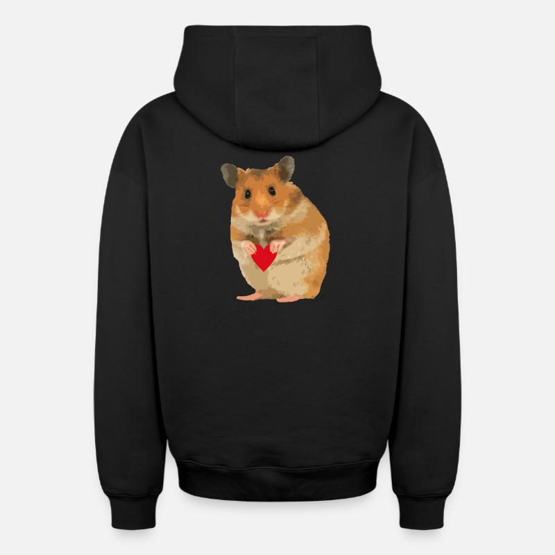 Hamster Menno avec cœur - Sweat à capuche unisexe zippé oversize épais SPREAD - noir