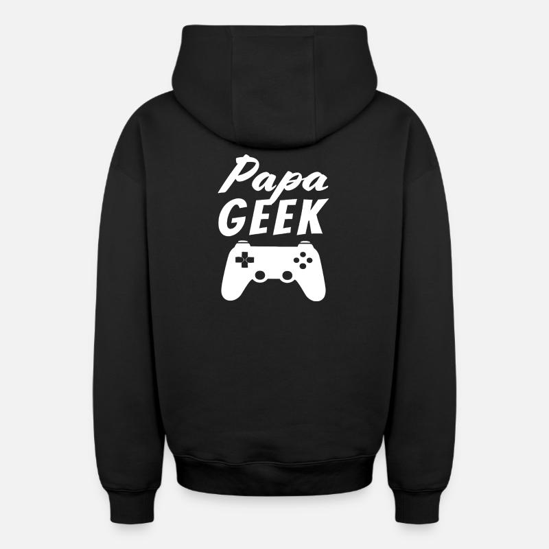 Papa Geek - Sweat à capuche unisexe zippé oversize épais SPREAD - noir