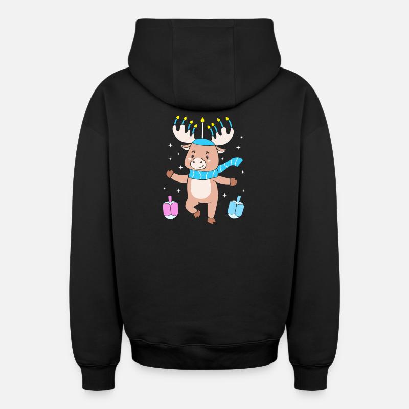 Hanoukka Hanoukka Hanoucca - Sweat à capuche unisexe zippé oversize épais SPREAD - noir