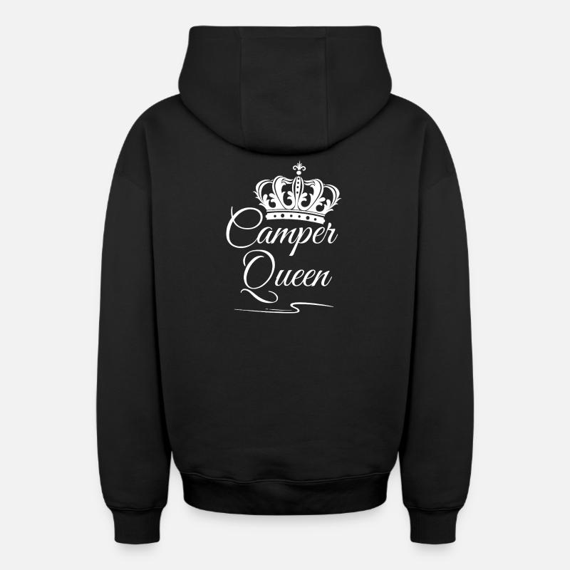 Reine du camping-car - Sweat à capuche unisexe zippé oversize épais SPREAD - noir