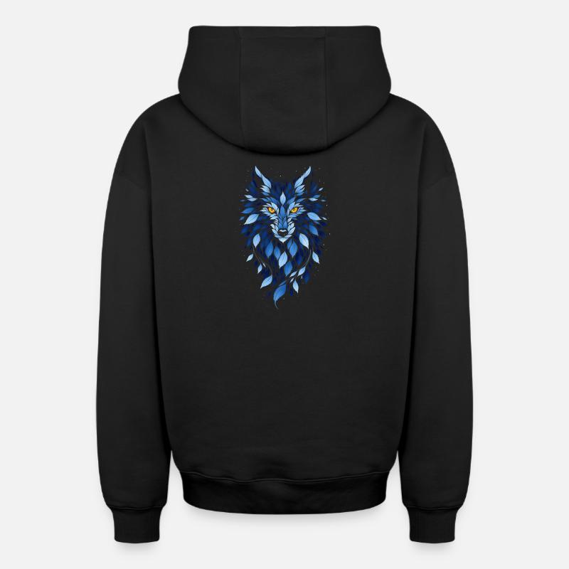 Indigo Revenant - Sweat à capuche unisexe zippé oversize épais SPREAD - noir