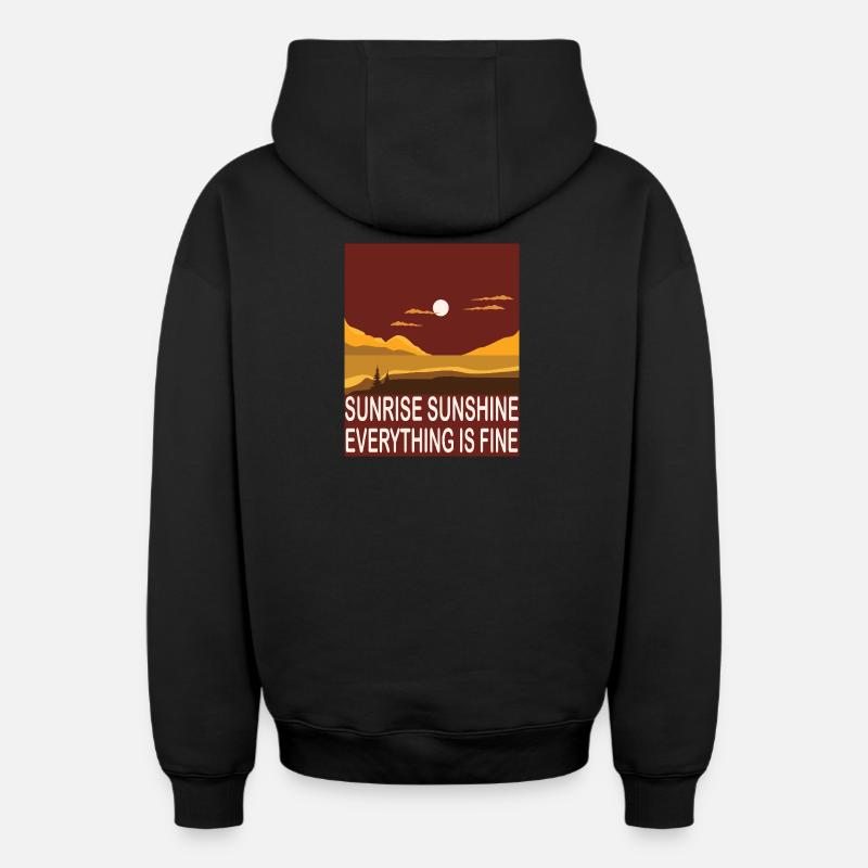 Soleil aube - Sweat à capuche unisexe zippé oversize épais SPREAD - noir