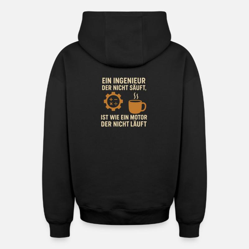 Ingénieur Moteur à café - Sweat à capuche unisexe zippé oversize épais SPREAD - noir