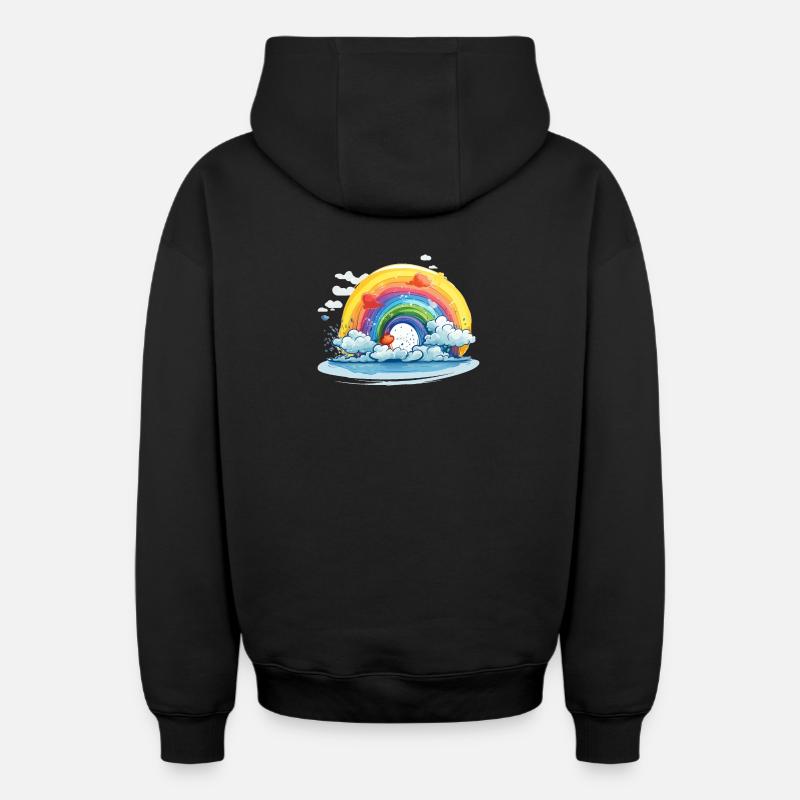Regenbogen Pride - Oversized Heavyweight Unisex Zip Hoodie - Schwarz