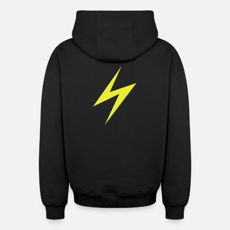 Logo éclair foudre - Sweat à capuche unisexe zippé oversize épais SPREAD - noir