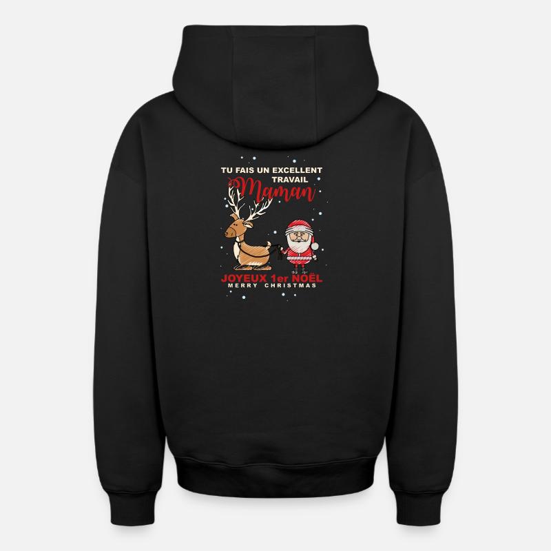 1er noel - Sweat à capuche unisexe zippé oversize épais SPREAD - noir