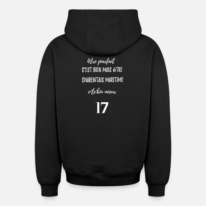 La Charente Maritime - Sweat à capuche unisexe zippé oversize épais SPREAD - noir