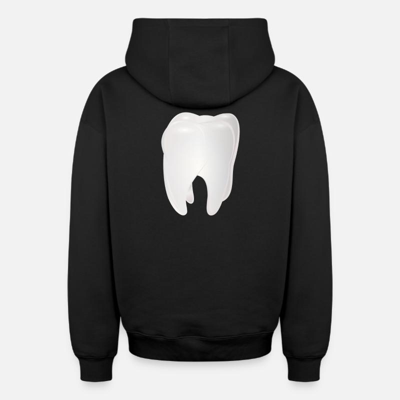 Dent blanche radieuse - Sweat à capuche unisexe zippé oversize épais SPREAD - noir