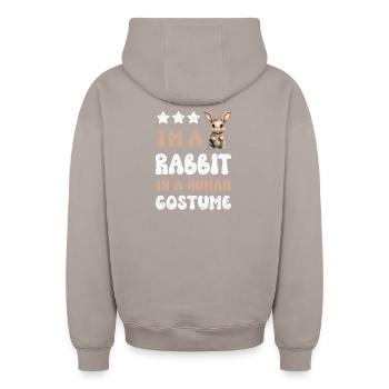 Rabbit Rabbit - Oversized Heavyweight Unisex Zip Hoodie - taupe - Back - AI Model Male 178 light (178cm)