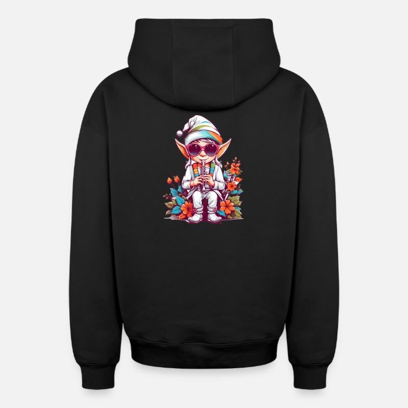 Elfe avec flûte - Sweat à capuche unisexe zippé oversize épais SPREAD - noir
