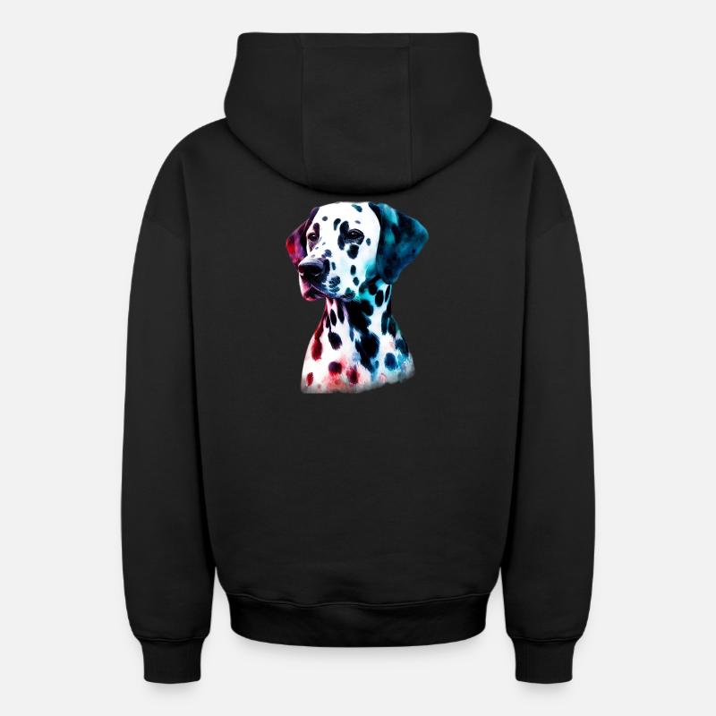 Chien dalmatien - Sweat à capuche unisexe zippé oversize épais SPREAD - noir