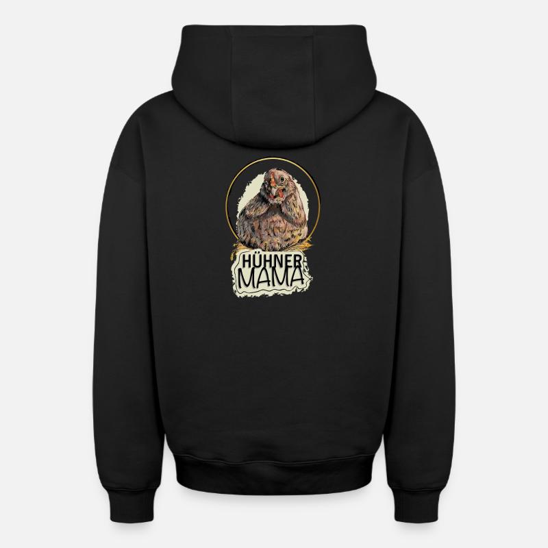 La maman des poules - Sweat à capuche unisexe zippé oversize épais SPREAD - noir