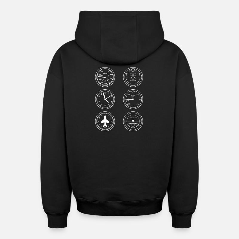 Instruments d’aéronef - Sweat à capuche unisexe zippé oversize épais SPREAD - noir