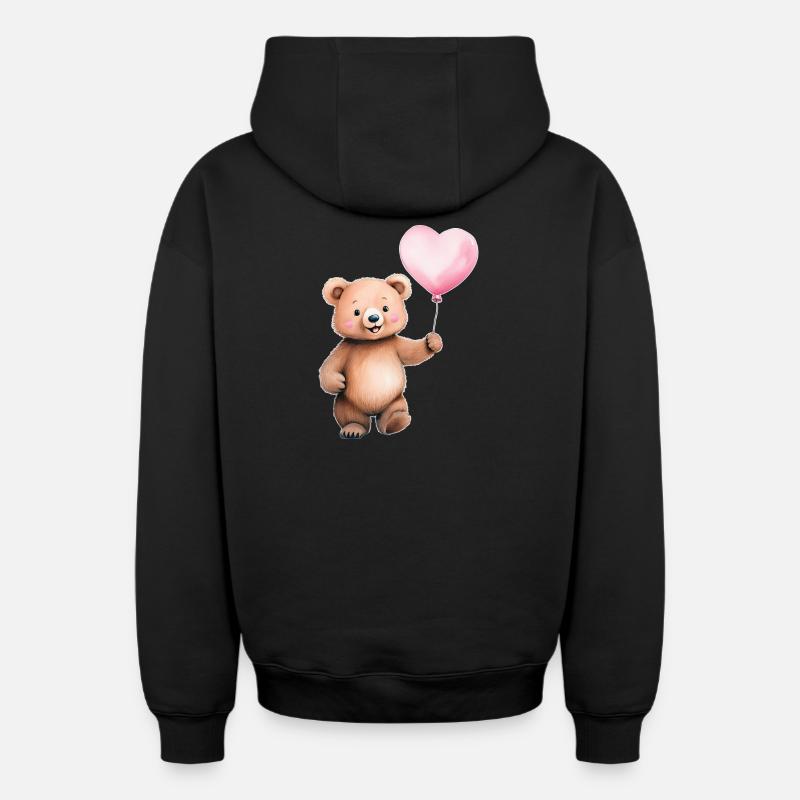 Coeur Ballon Teddy - Sweat à capuche unisexe zippé oversize épais SPREAD - noir
