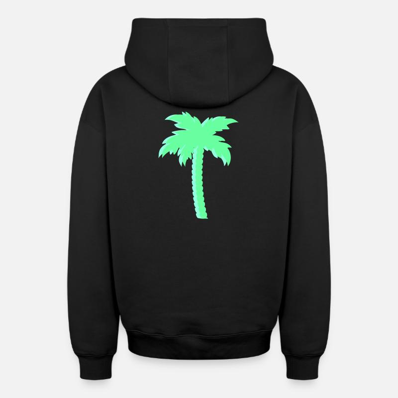 Palmier menthe au look néon - Sweat à capuche unisexe zippé oversize épais SPREAD - noir