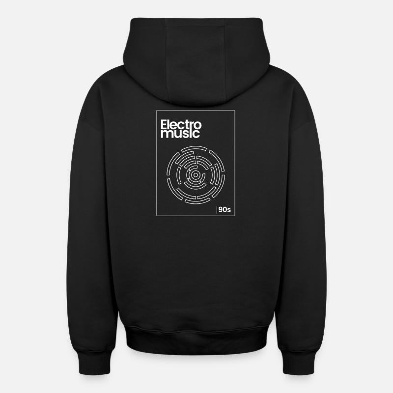 Electro Maze 90er Techno Tee - Oversized Heavyweight Unisex Zip Hoodie - Schwarz