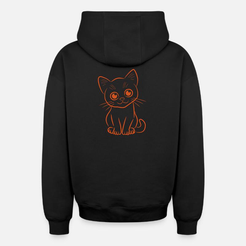 Chaton en orange - Sweat à capuche unisexe zippé oversize épais SPREAD - noir