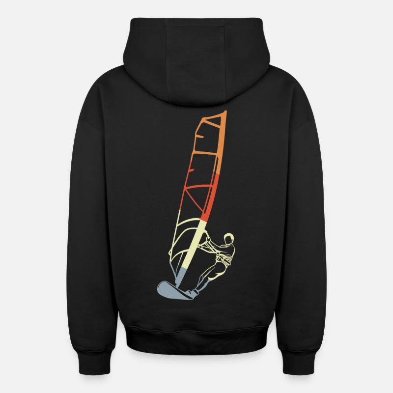 Lustiger Windsurfer Junge - Oversized Heavyweight Unisex Zip Hoodie - Schwarz
