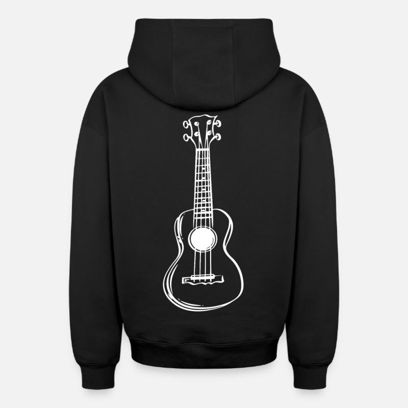 Dessin de ukulélé - Sweat à capuche unisexe zippé oversize épais SPREAD - noir