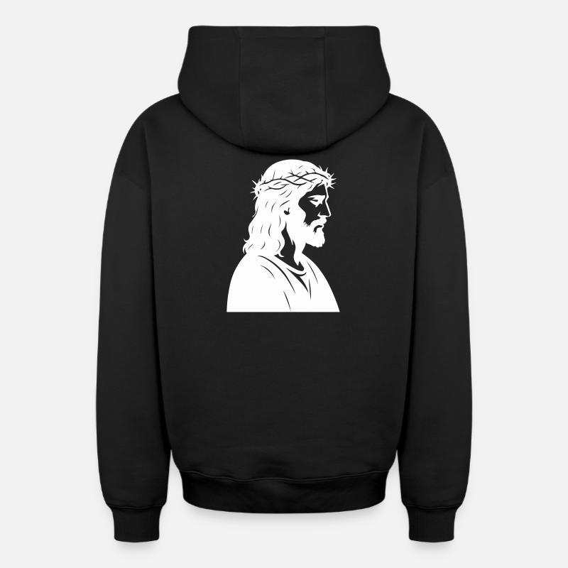 Silhouette de Jésus-Christ - Sweat à capuche unisexe zippé oversize épais SPREAD - noir