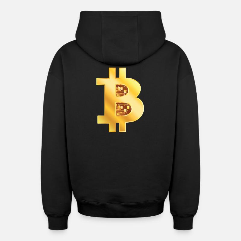 Bitcoin Or - Sweat à capuche unisexe zippé oversize épais SPREAD - noir