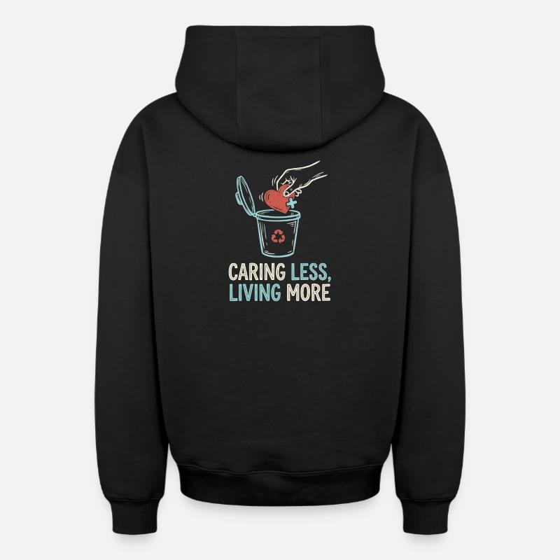 Vivre plus - Sweat à capuche unisexe zippé oversize épais SPREAD - noir