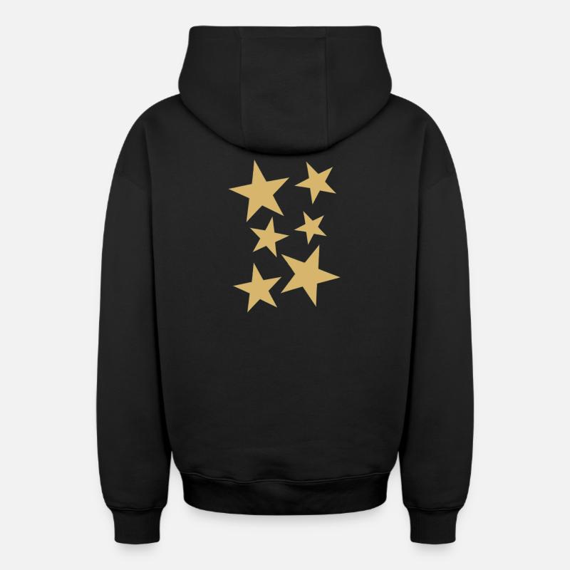 étoiles - Sweat à capuche unisexe zippé oversize épais SPREAD - noir