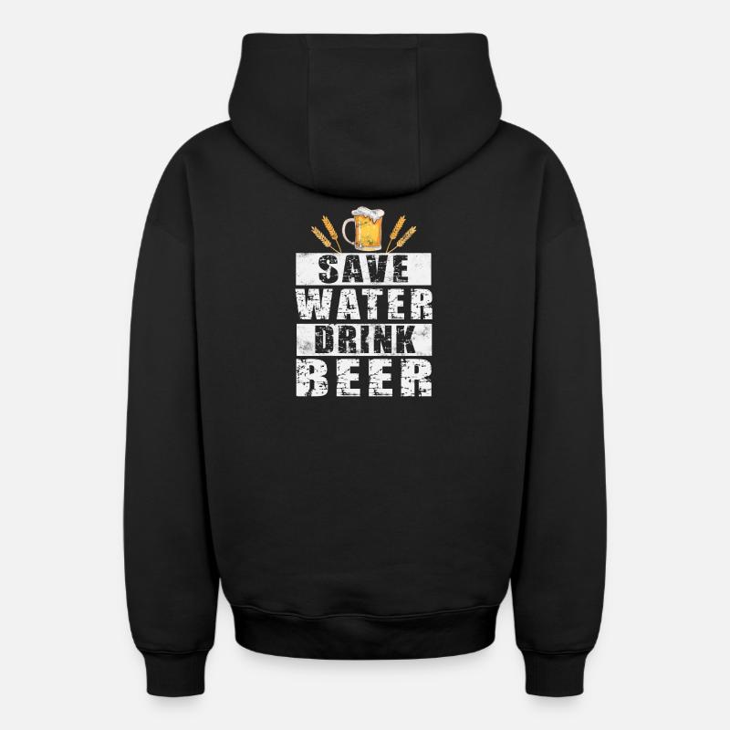 Bière - Sweat à capuche unisexe zippé oversize épais SPREAD - noir