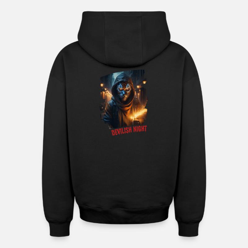 NUIT DIABOLIQUE - Sweat à capuche unisexe zippé oversize épais SPREAD - noir