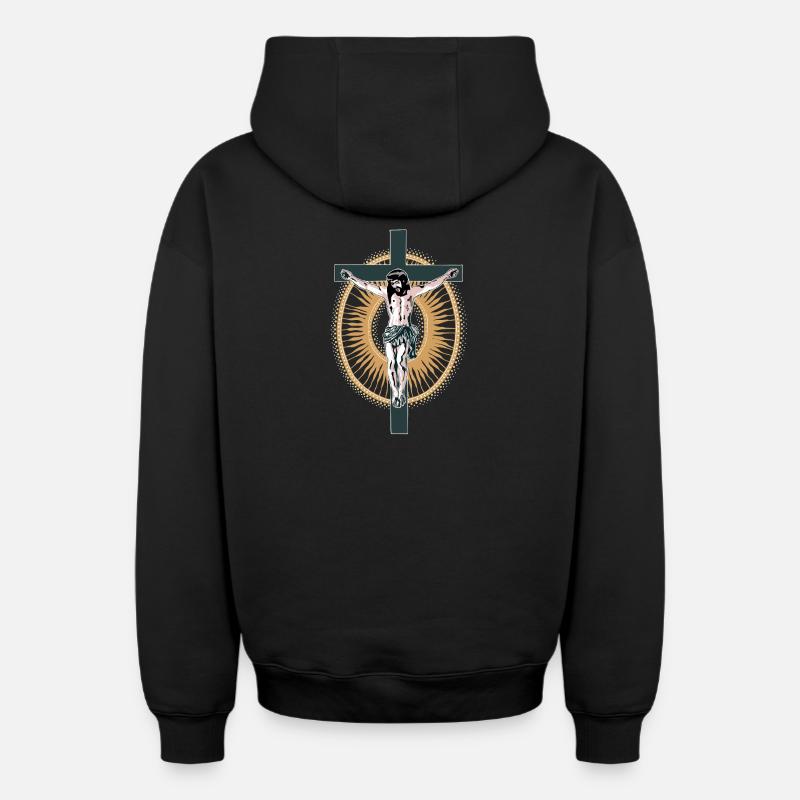 Christ - Sweat à capuche unisexe zippé oversize épais SPREAD - noir