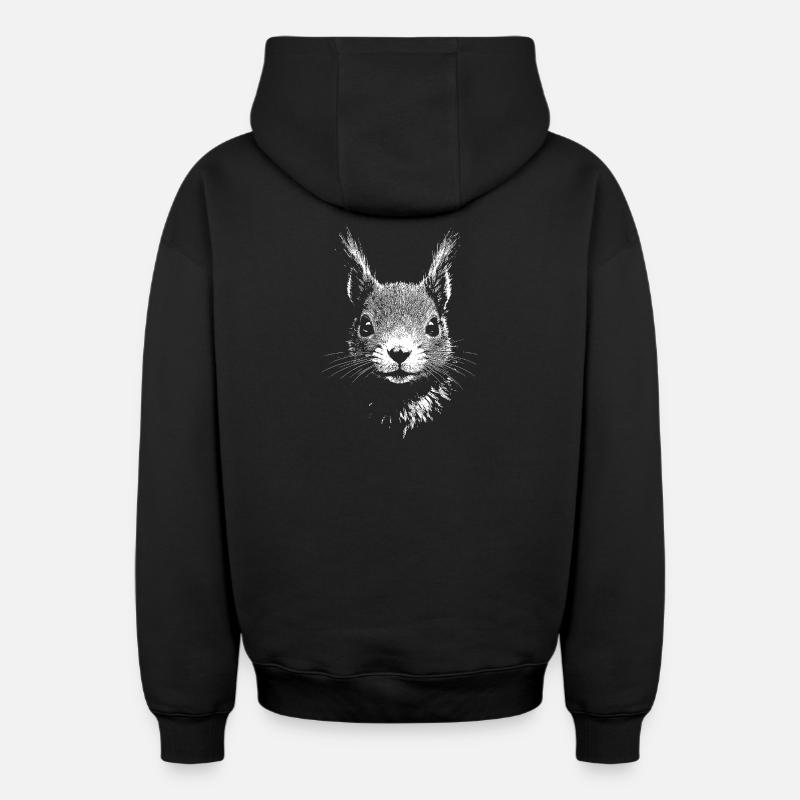 Écureuil - Sweat à capuche unisexe zippé oversize épais SPREAD - noir