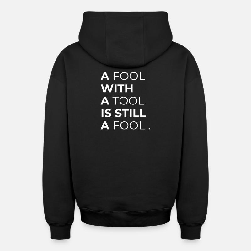 Toolwise Fool : Typographie audacieuse - Sweat à capuche unisexe zippé oversize épais SPREAD - noir