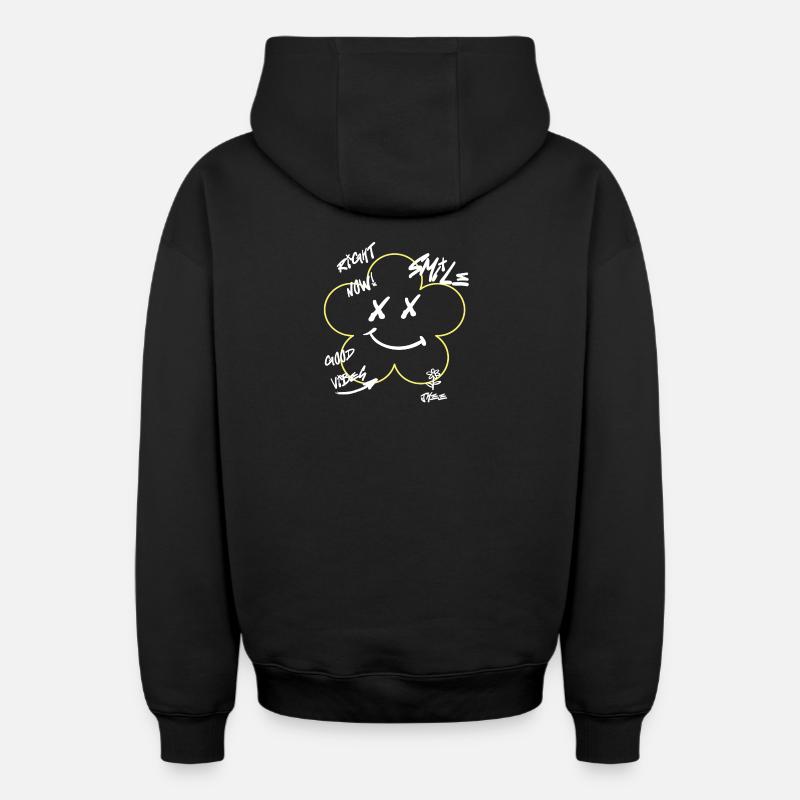Fleur urbaine - Sweat à capuche unisexe zippé oversize épais SPREAD - noir