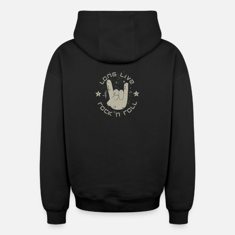Rock 'n' Roll - Sweat à capuche unisexe zippé oversize épais SPREAD - noir