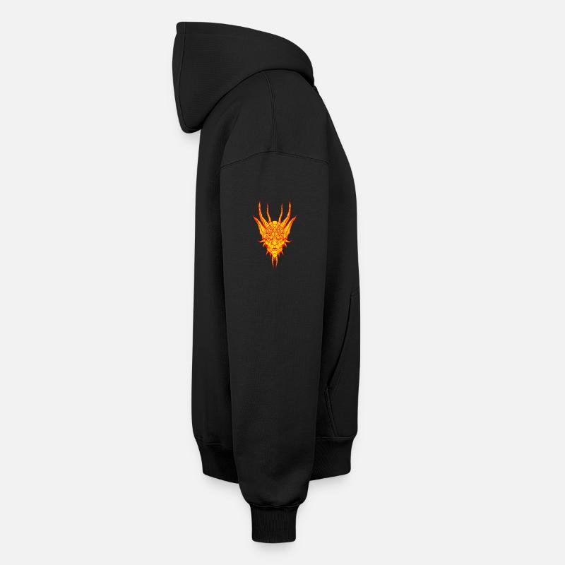 Démon du feu - Sweat à capuche unisexe zippé oversize épais SPREAD - noir