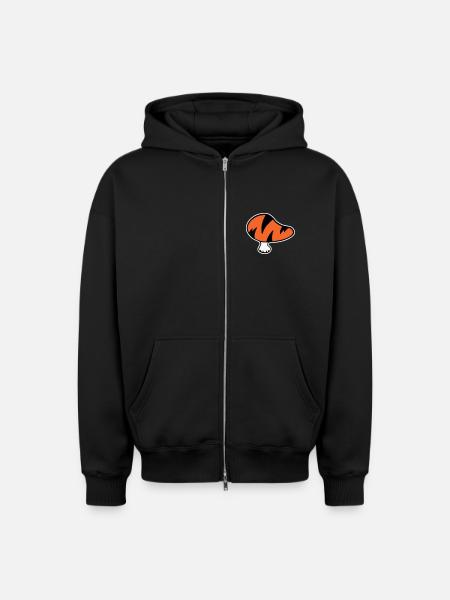 Tigerpilz Logo STICK-Variante - Oversized Heavyweight Unisex Zip Hoodie - Schwarz