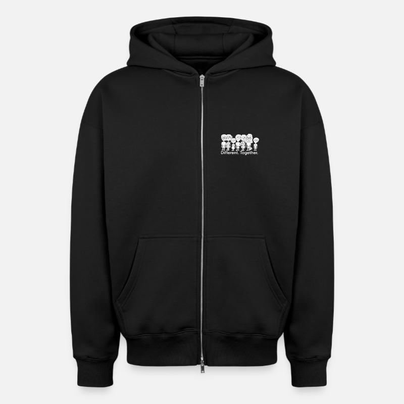 Diversité et cohésion - Sweat à capuche unisexe zippé oversize épais SPREAD - noir