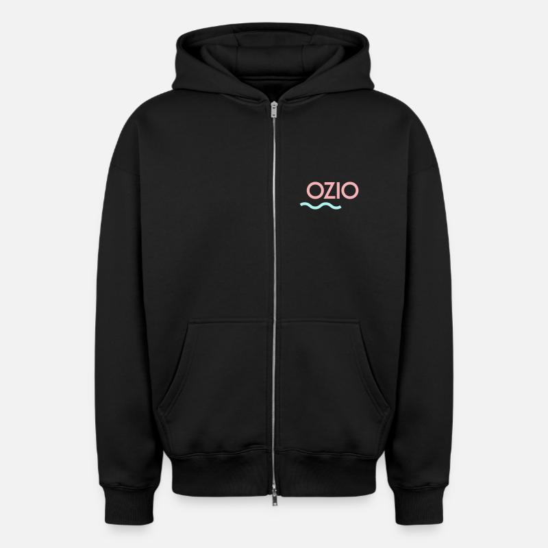 OZIO - Sweat à capuche unisexe zippé oversize épais SPREAD - noir