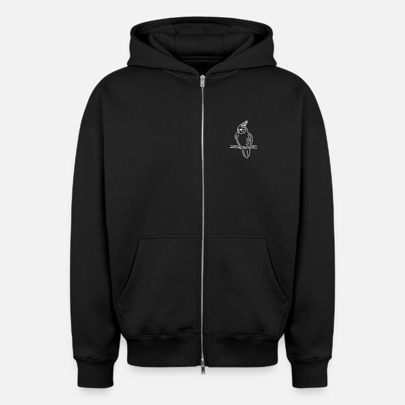 Calopsitte - Sweat à capuche unisexe zippé oversize épais SPREAD - noir