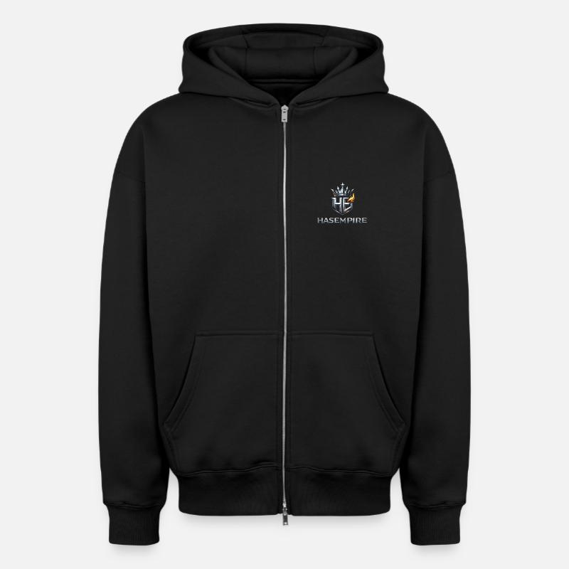 HAS Empire - Sweat à capuche unisexe zippé oversize épais SPREAD - noir