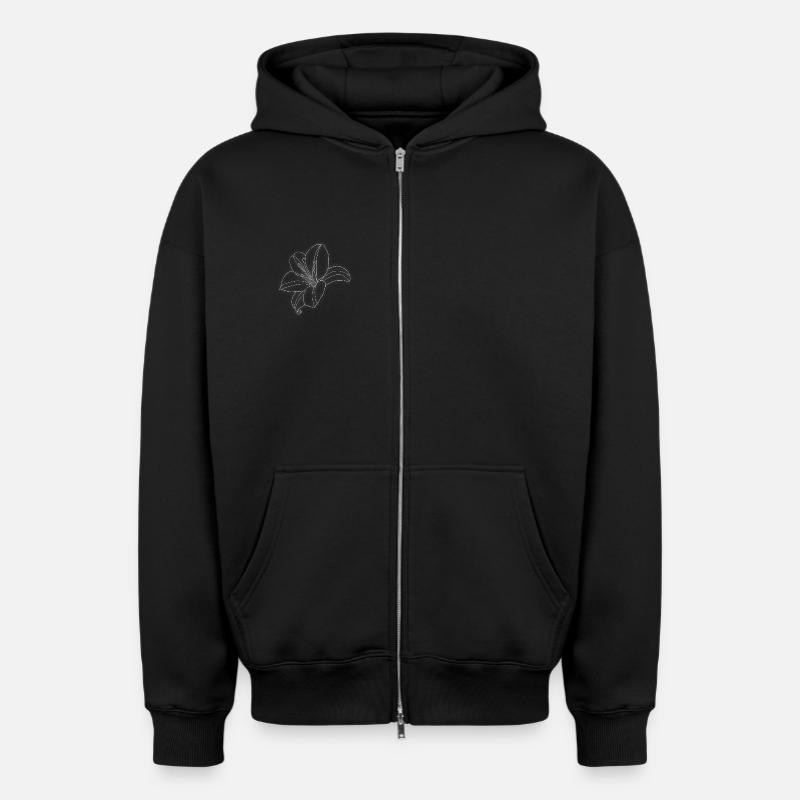 Lys - Sweat à capuche unisexe zippé oversize épais SPREAD - noir