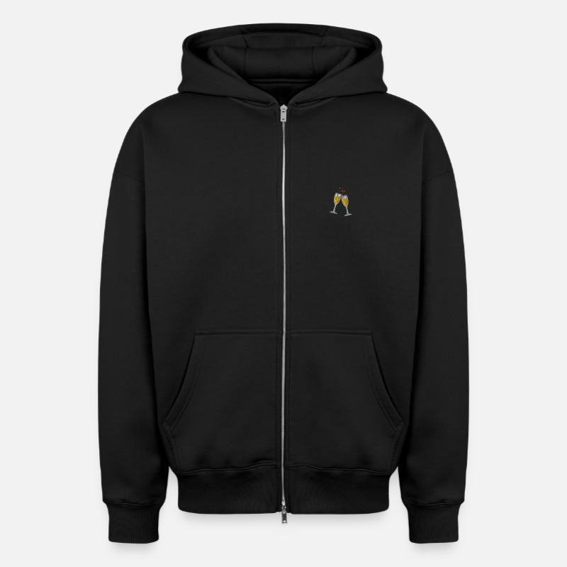 Coupes de - Sweat à capuche unisexe zippé oversize épais SPREAD - noir