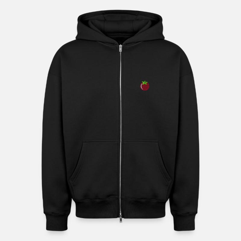 Tomate brodée - Sweat à capuche unisexe zippé oversize épais SPREAD - noir