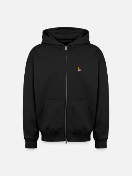 Ketchup and mustard embroidered - Oversized Heavyweight Unisex Zip Hoodie - black