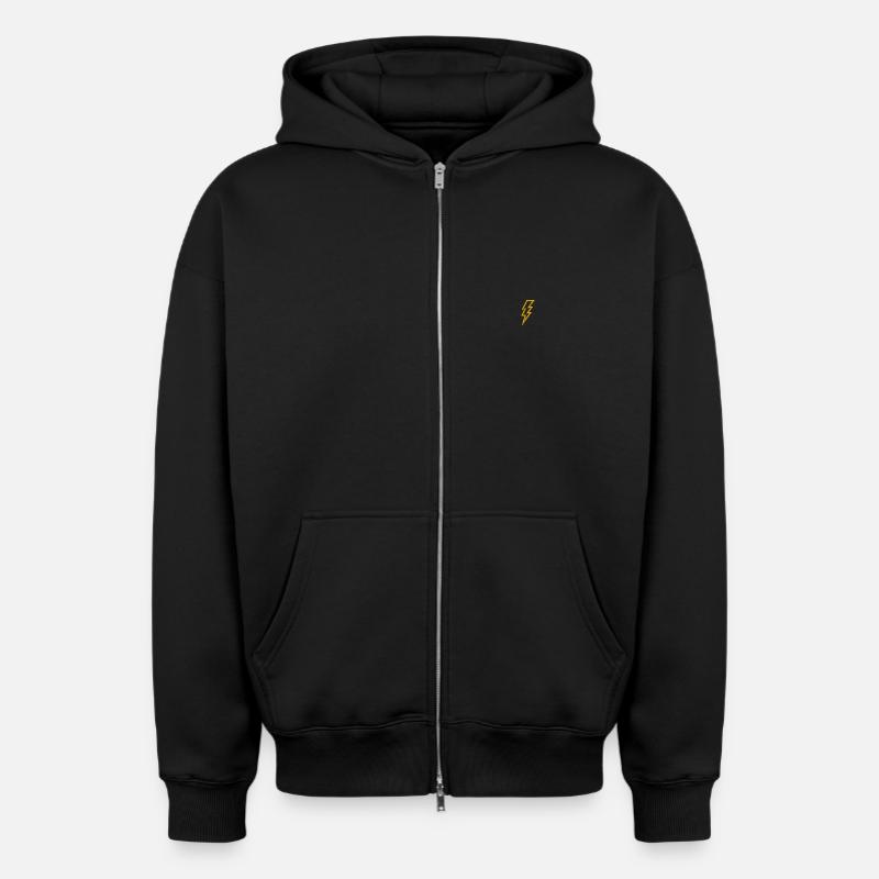 Éclair brodé - Sweat à capuche unisexe zippé oversize épais SPREAD - noir